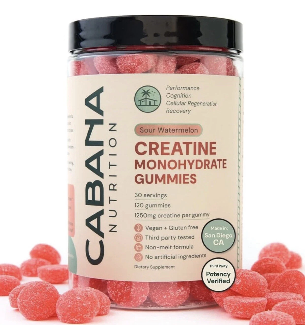 Creatine Monohydrate Gummies - Watermelon Flavored Creatine Supplement for Me...