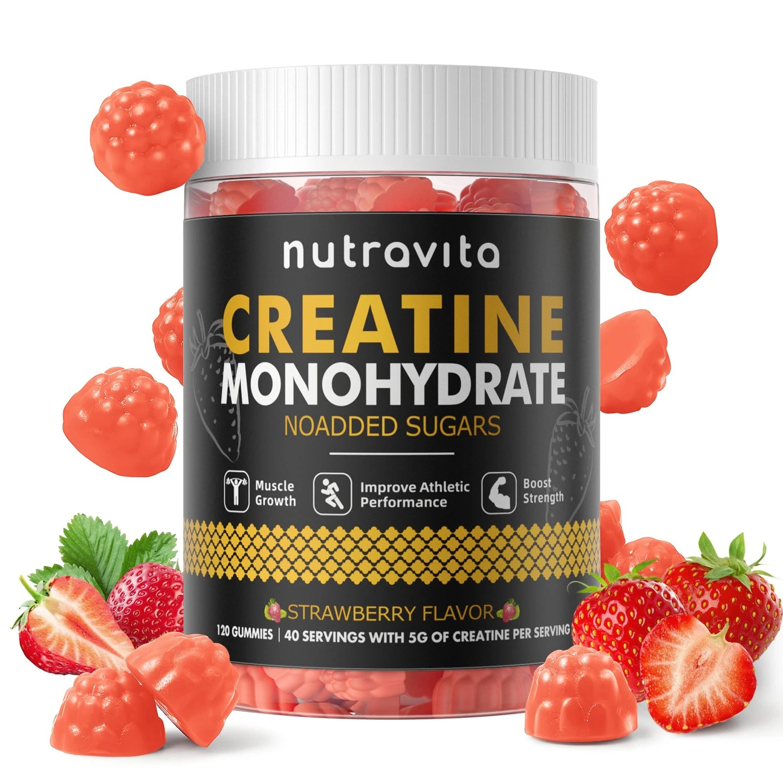 Creatine Monohydrate Gummies for Men & Women-5g of Creatine Monohydrate per S...
