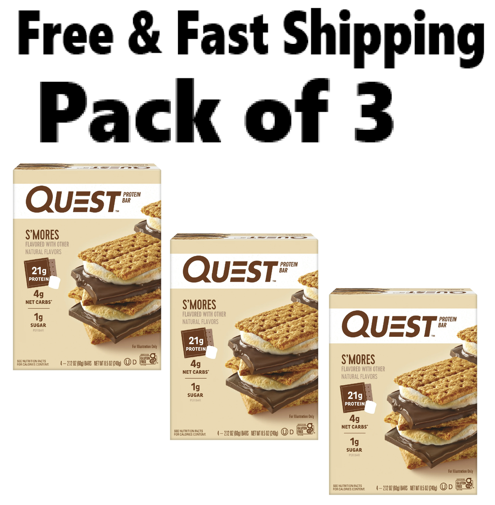 Quest Protein Bar, Smores, 20g Protein, 12 Ct 14 Grams of Fiber 4g Net Carbs USA
