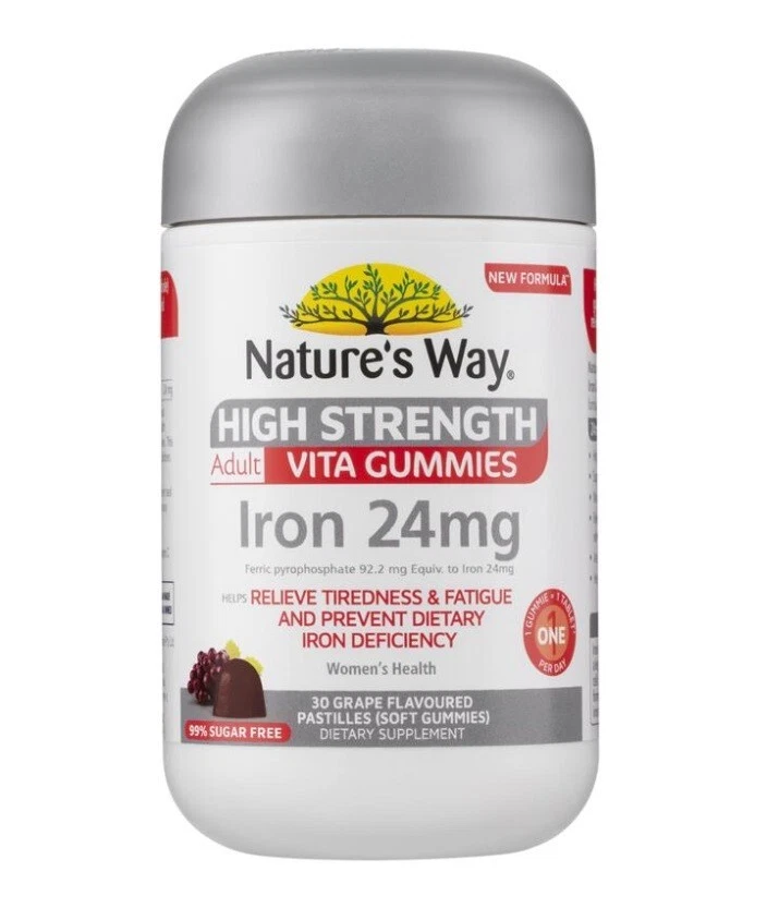 Nature's Way Adult Vita Gummies Iron 24mg 30 Grape Flavoured Pastilles