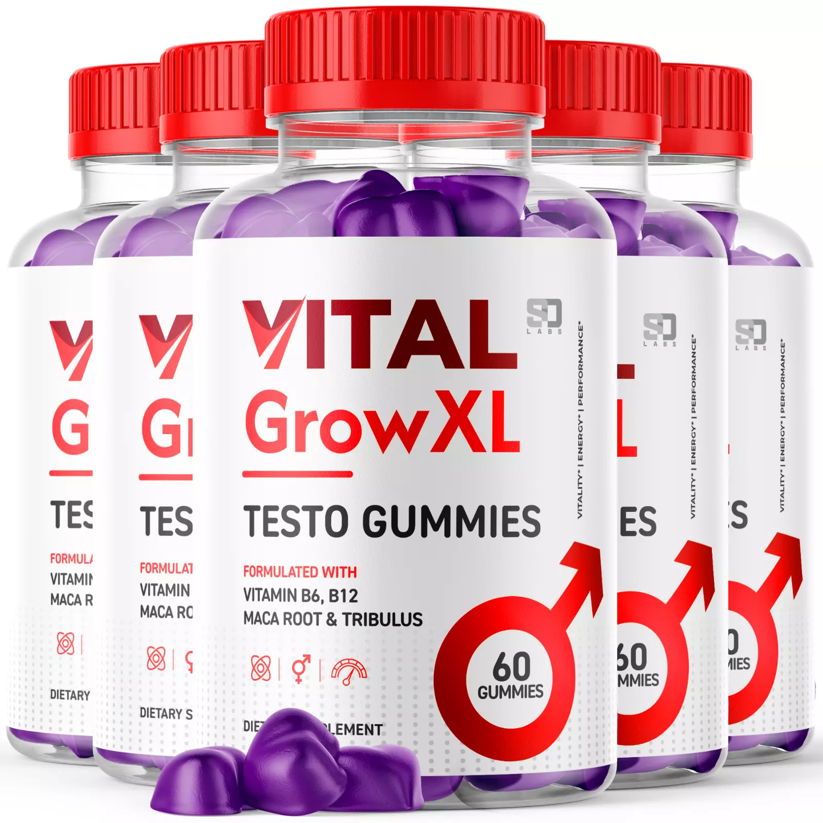 (5 Pack) Vital Grow XL Gummies For Men - Advanced Formula Vitamin Supplement