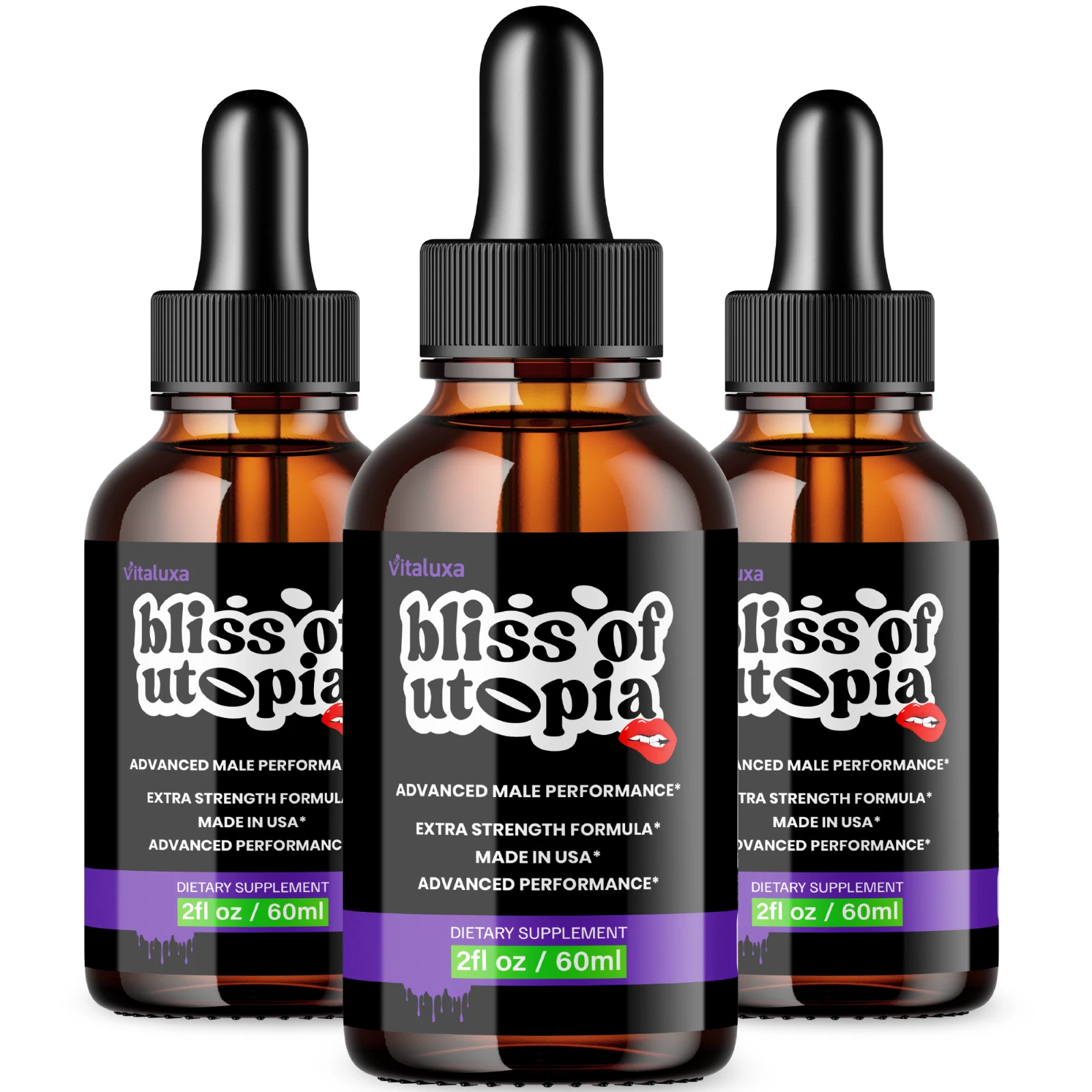 (3 Pack) Bliss of Utopia Drops for Men, Advanced Health Support Formula (6 oz)