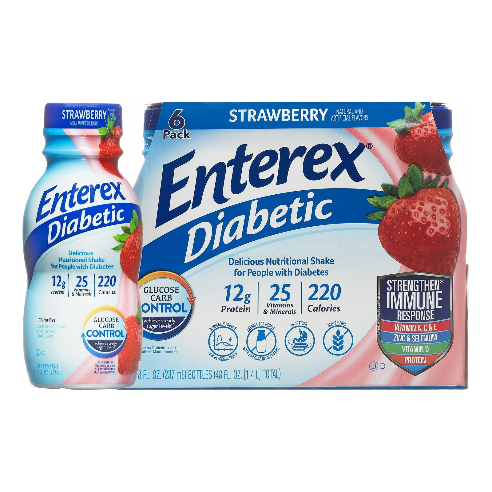 Enterex Diabetic Nutritional Meal Replacement Shake 8 fl oz, 6 Pack