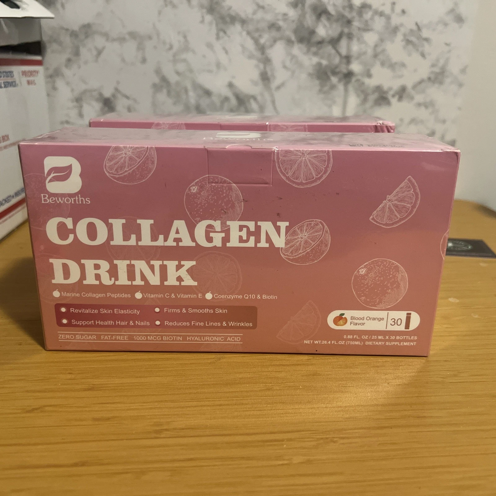 Beworths Collagen Marine Peptides Liquid Drink Blood Orange Zero Sugar 30ct 5/26