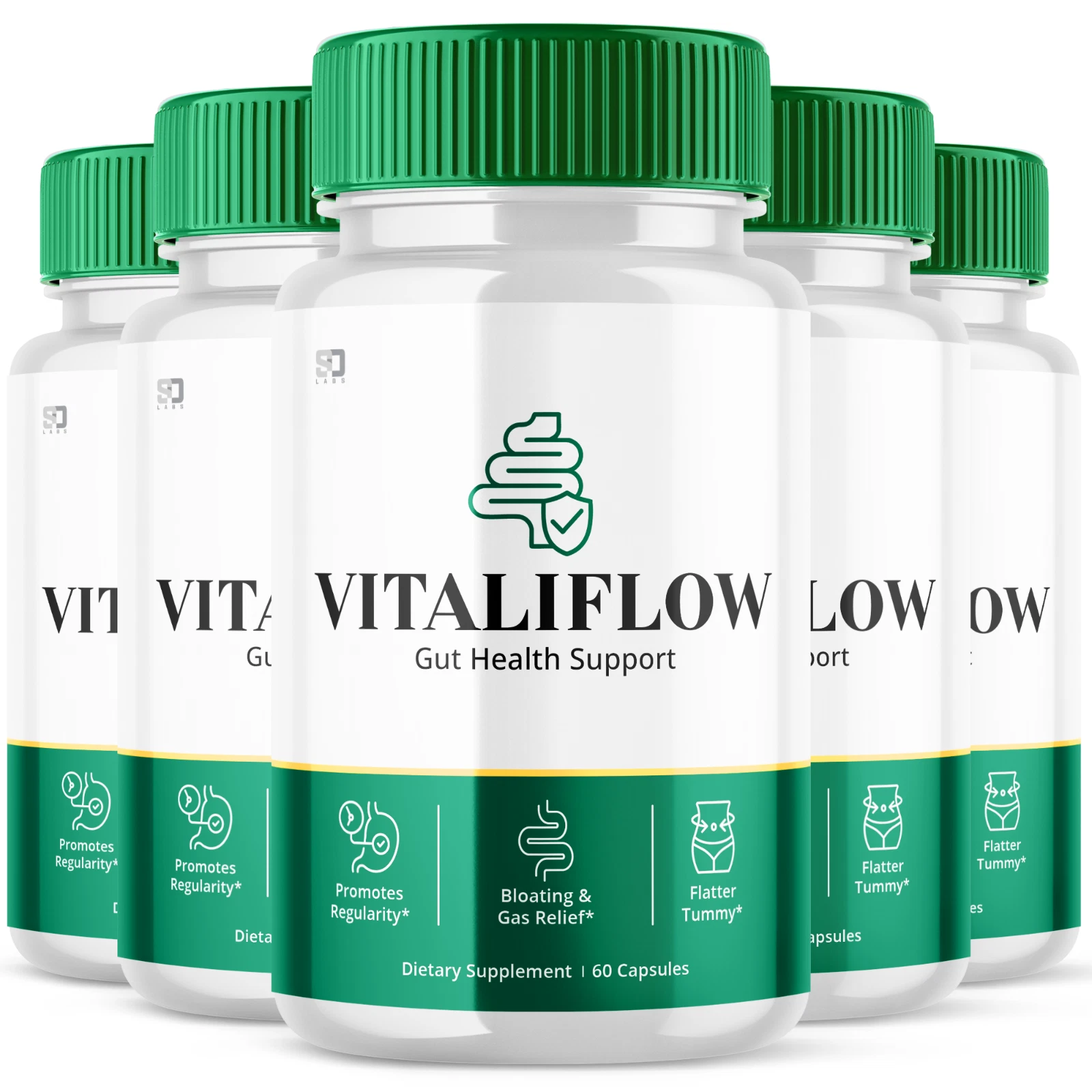 Vitaliflow Probiotic Gut Health Formula Enhance Digestive Function (5 Pack)