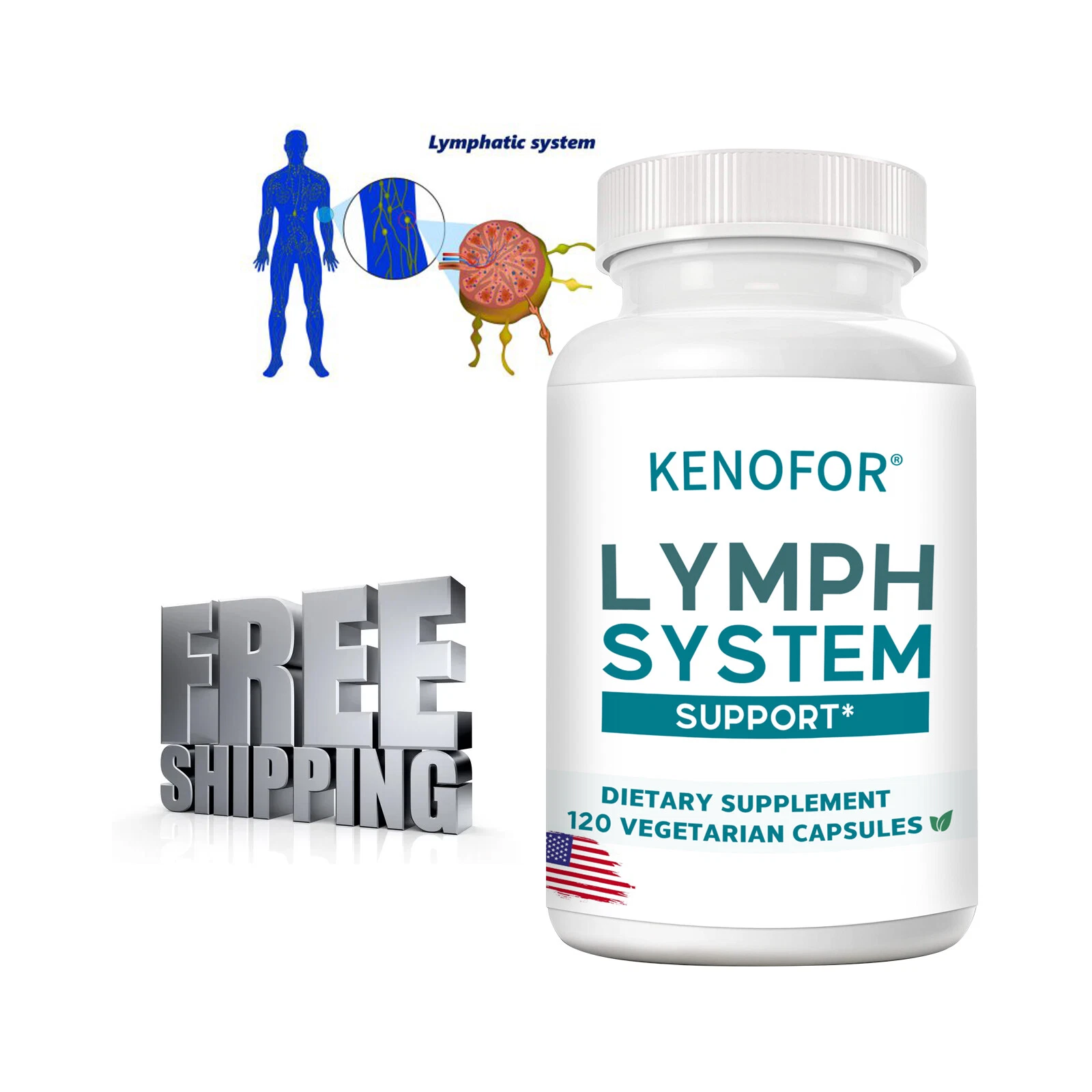 Lymphatic Supplement To Reduce Swelling, Lymphatic Support, 30 To 120 Caps