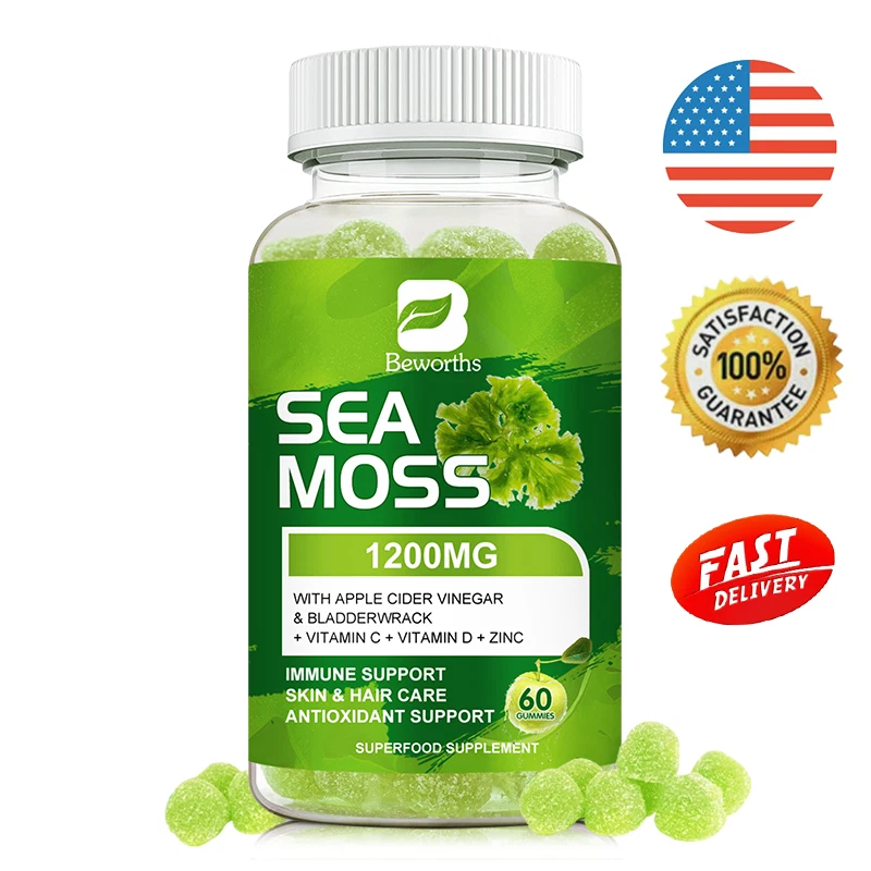 유기농 바다 이끼 구미 1200mg 아일랜드산 이끼, 방광 균열, 젤리