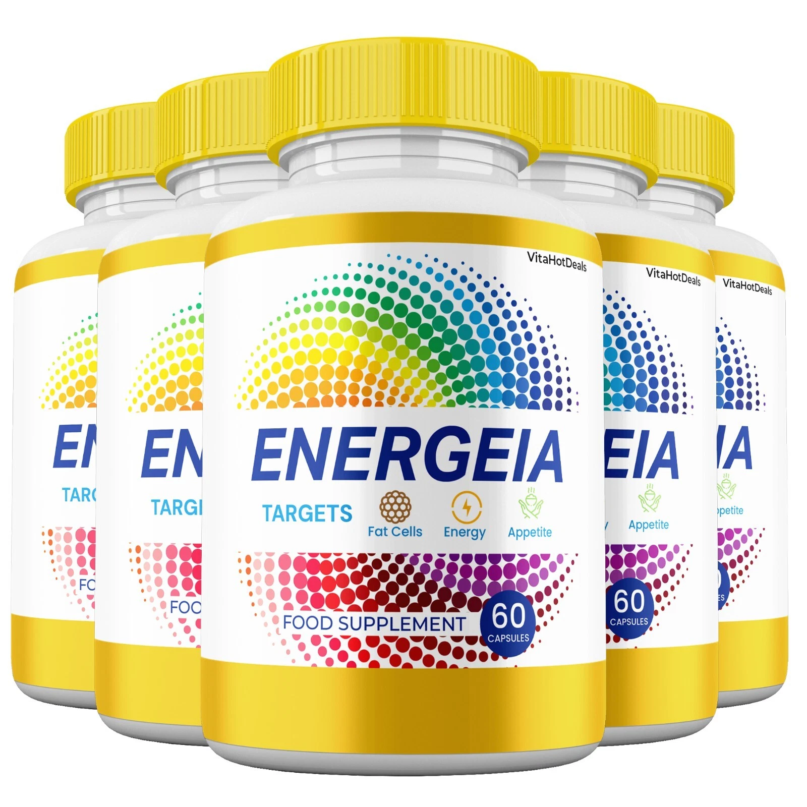 Energeia Capsules, Maximum Strength Formula, Energia Pills Supplement (5 Pack)