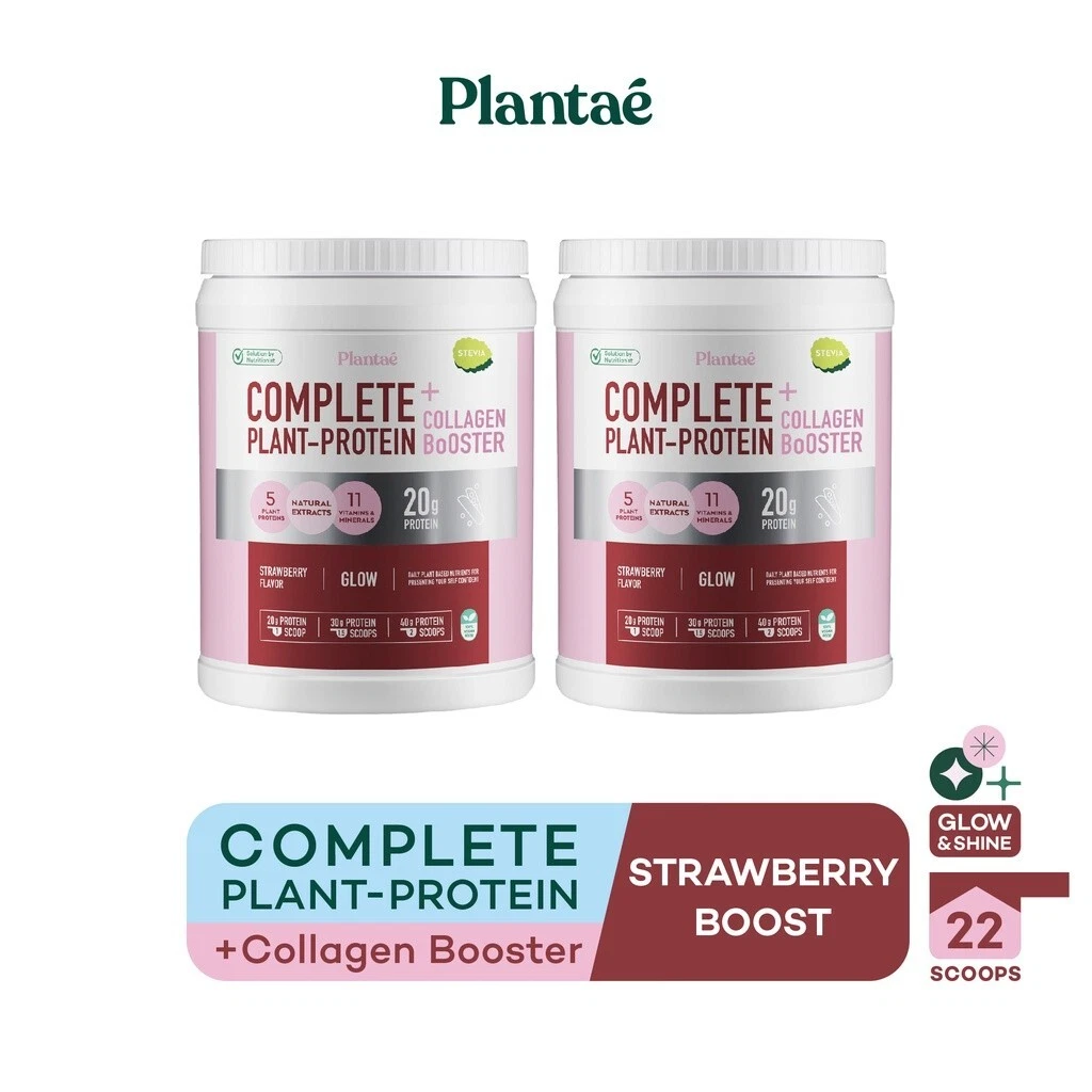 2X Plantae Plant Protein Collagen Booster Strawberry Keto Low Carb Diet 800g