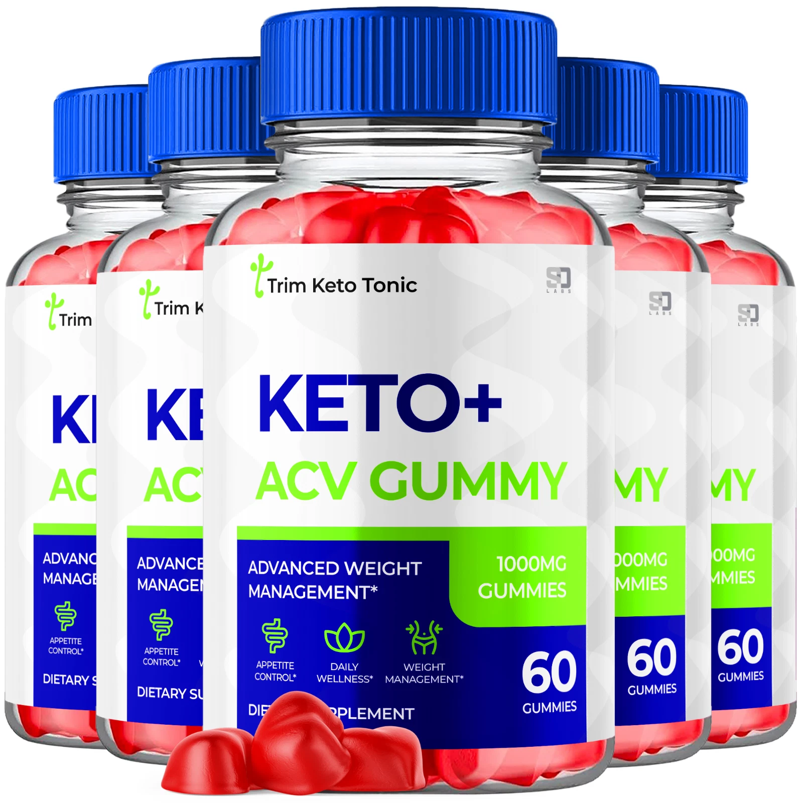 (5 팩) 트림 케토 토닉, 트림 케토 토닉 ACV 체중 감량 구미 (300정)