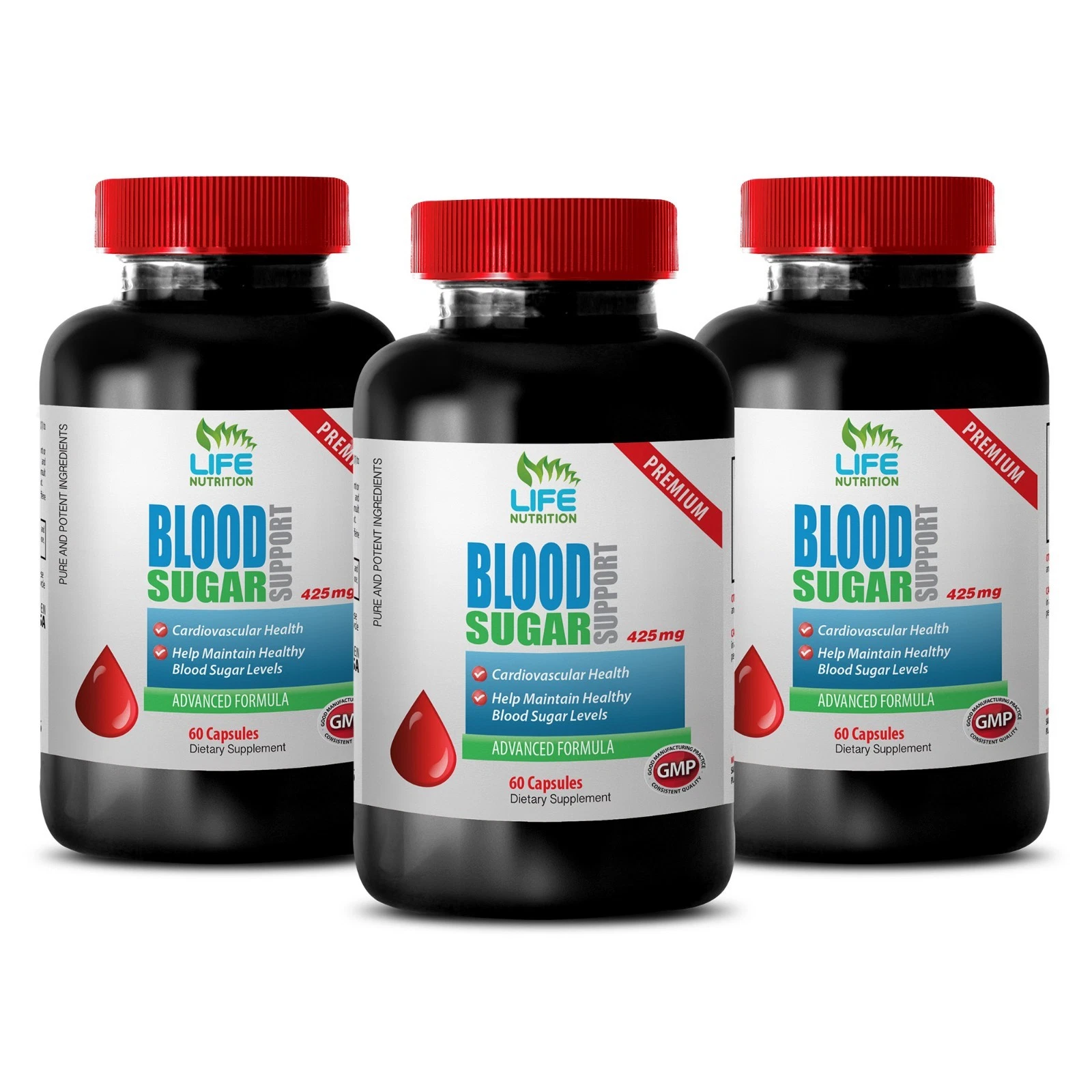 Blood Sugar Support Cardiovascular Health Dietary Supplement 3 Bottles, 180 Caps