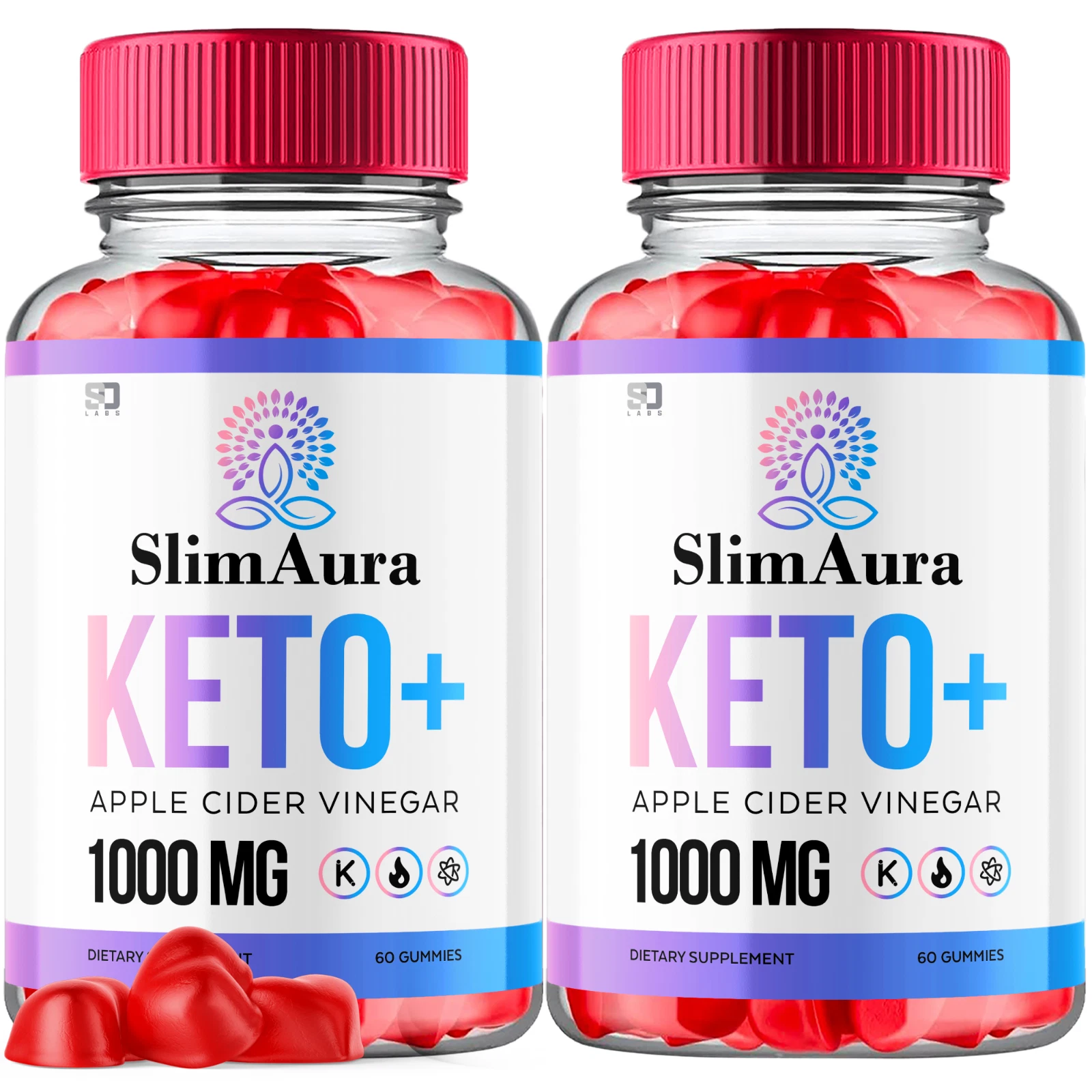 (2 Pack) Slim Aura Keto ACV Gummies - For Weight Management & Healthy Body 120ct