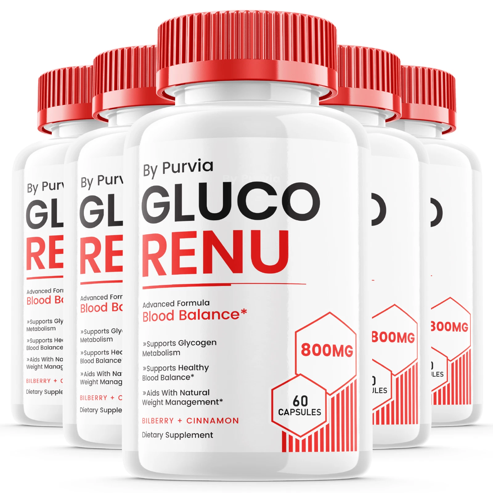 (5 Pack) Gluco Renu Capsules for Overall Blood Health Support Formula Supplement