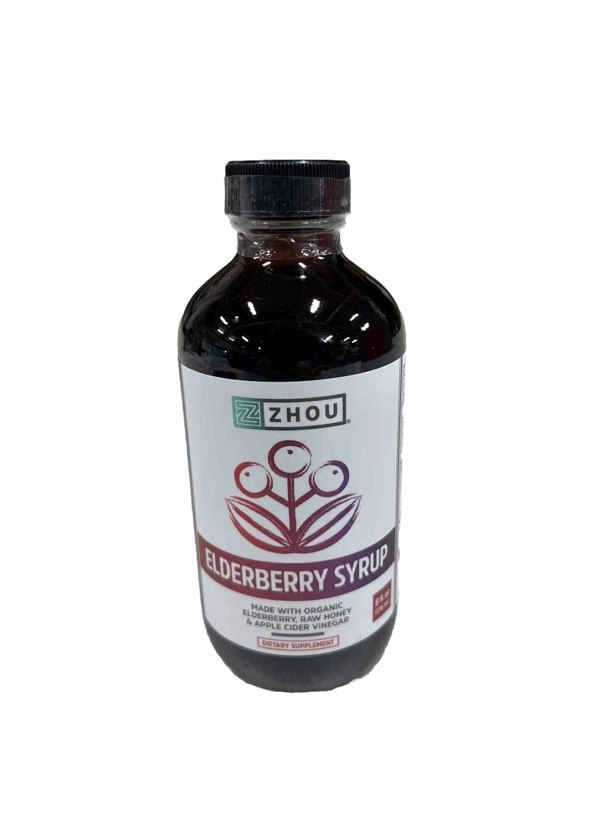 Zhou Elderberry Syrup 8oz Honey Apple Cider Vinegar Immune Boost 236ml