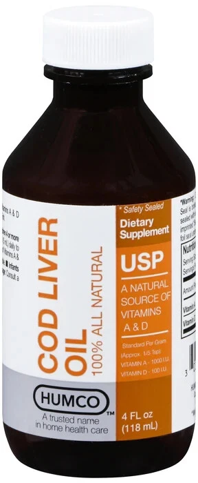 Humco 100% All Natural Cod Liver Oil USP, 4 Fl Oz 303950635941VL