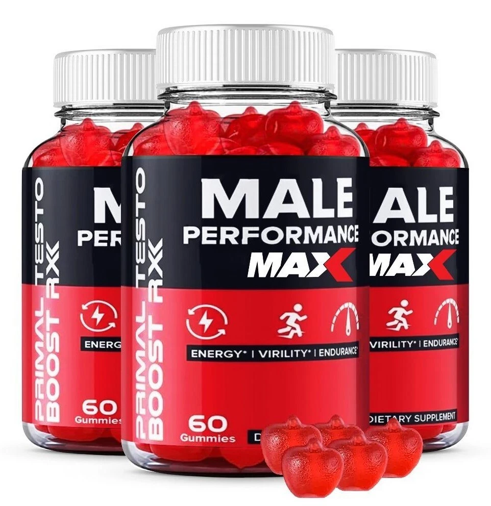 (3 Pack) Primal Testo Boost RX Gummies for Men - Male Performance Max Energy