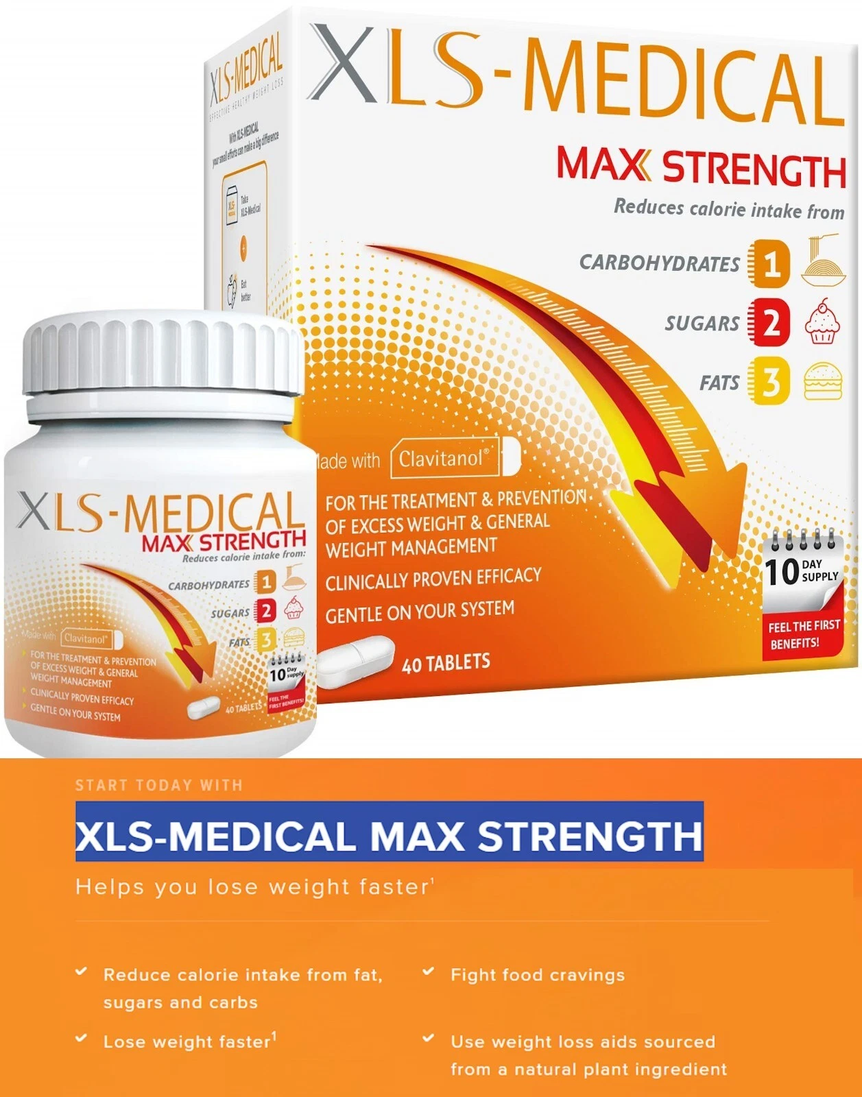 XLS Fat 40 Medical PRO-7 5x More Weight Loss Versus Dieting Capsules Reduce Body