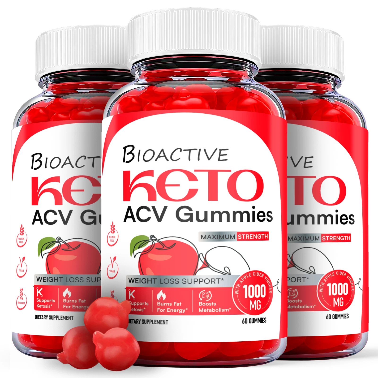 (3 Pack) Bioactive Keto Gummies, Bio Active Keto ACV Gummies (180 Gummies)