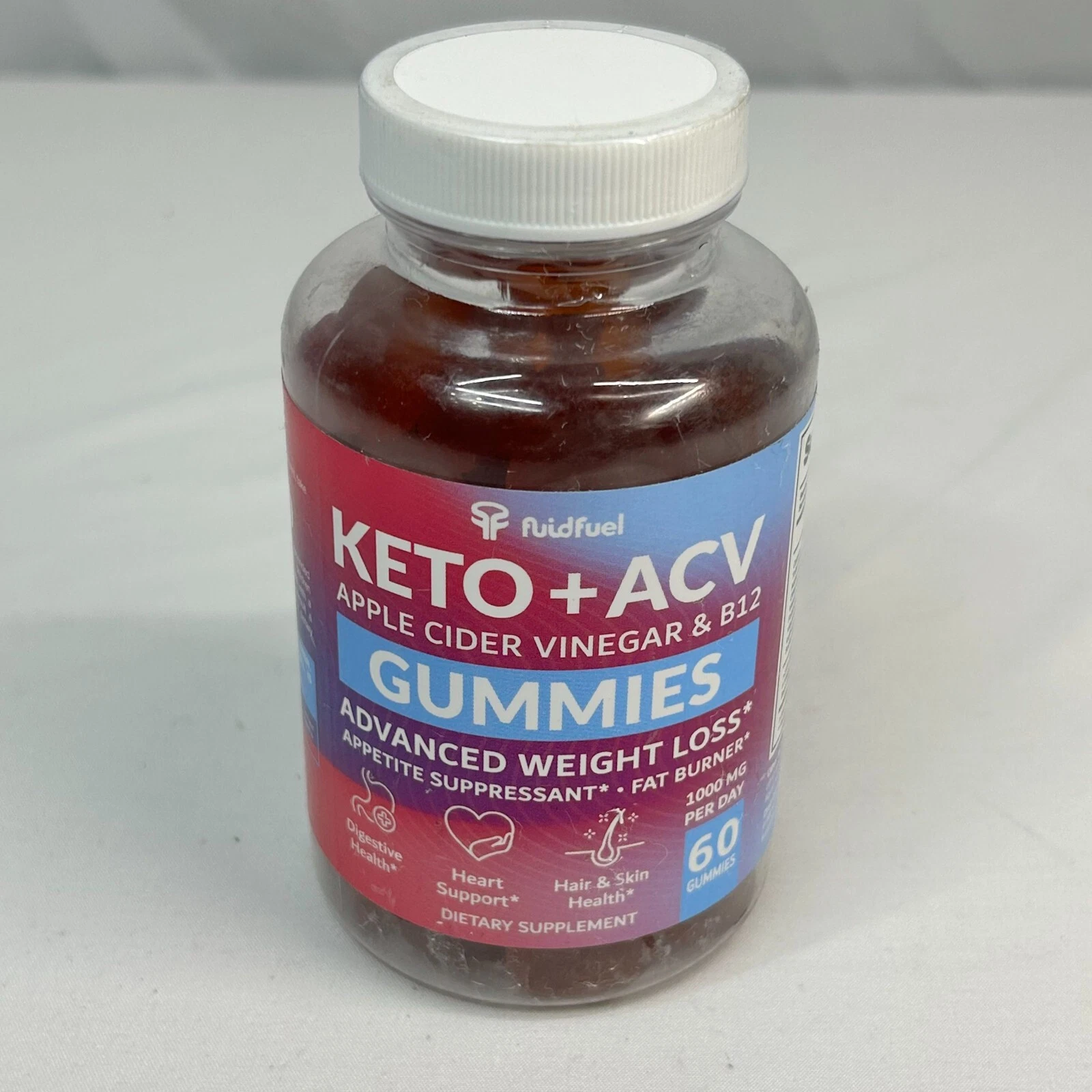 FLUIDFUEL KETO + ACV GUMMIES ADVANCED WEIGHT LOSS 1000MG 60 GUMMIES EXP 9/25