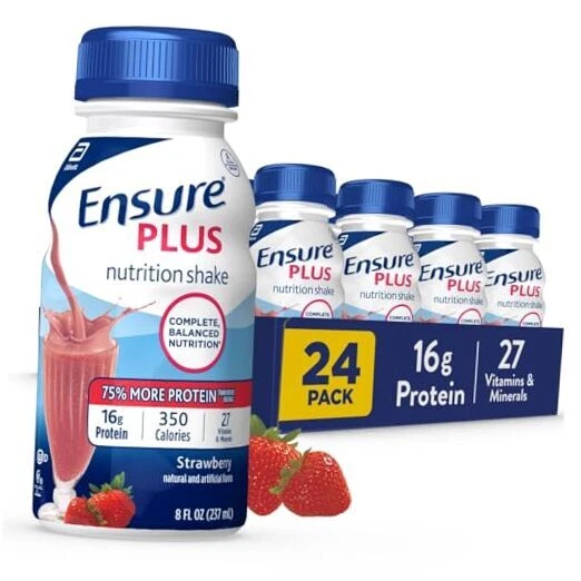 Plus Nutrition Shake, Meal Replacement Shake, 24 Pack Strawberry
