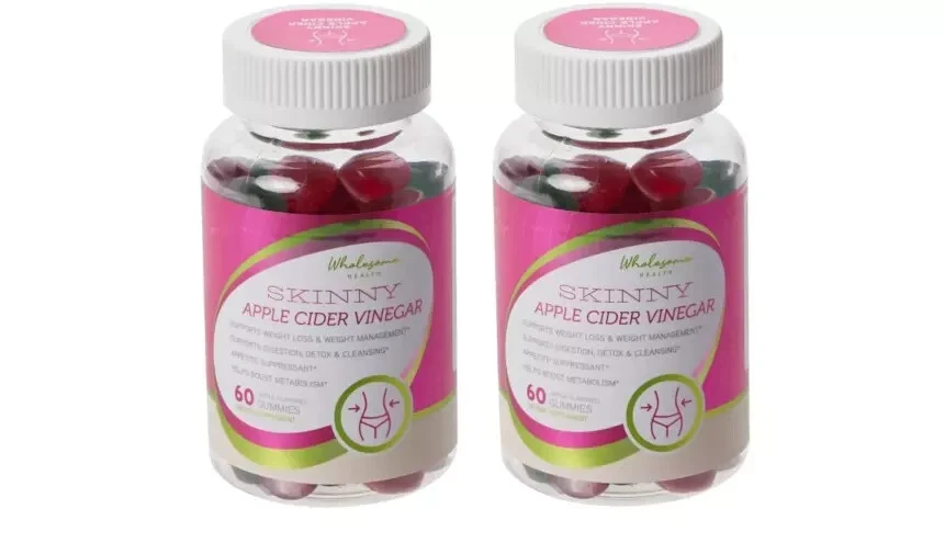 2X Wholesome Health Skinny Apple Cider Vinegar, 60 gummies, supports weight loss
