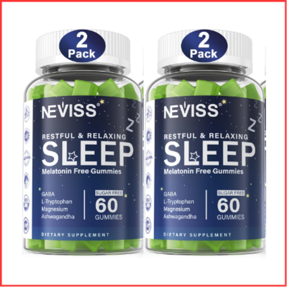 MAGNESIUM GLYCINATE Gummies Adults Melatonin Free Sleep Aid 60ct 2 Pack NEVISS