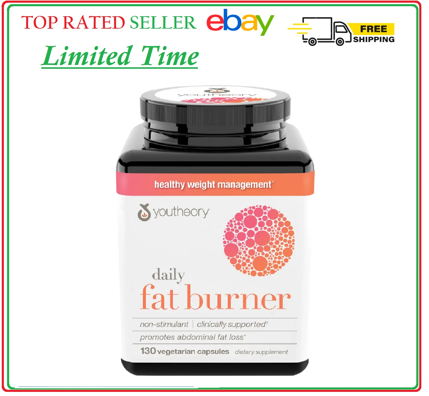 youtheory Daily Fat Burner, 130 Vegetarian Capsules