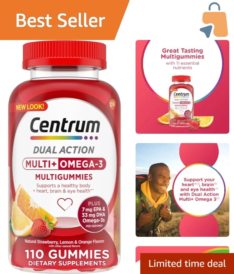 Delicious Strawberry, Lemon & Orange Flavor Adult Multivitamins with Omega-3s