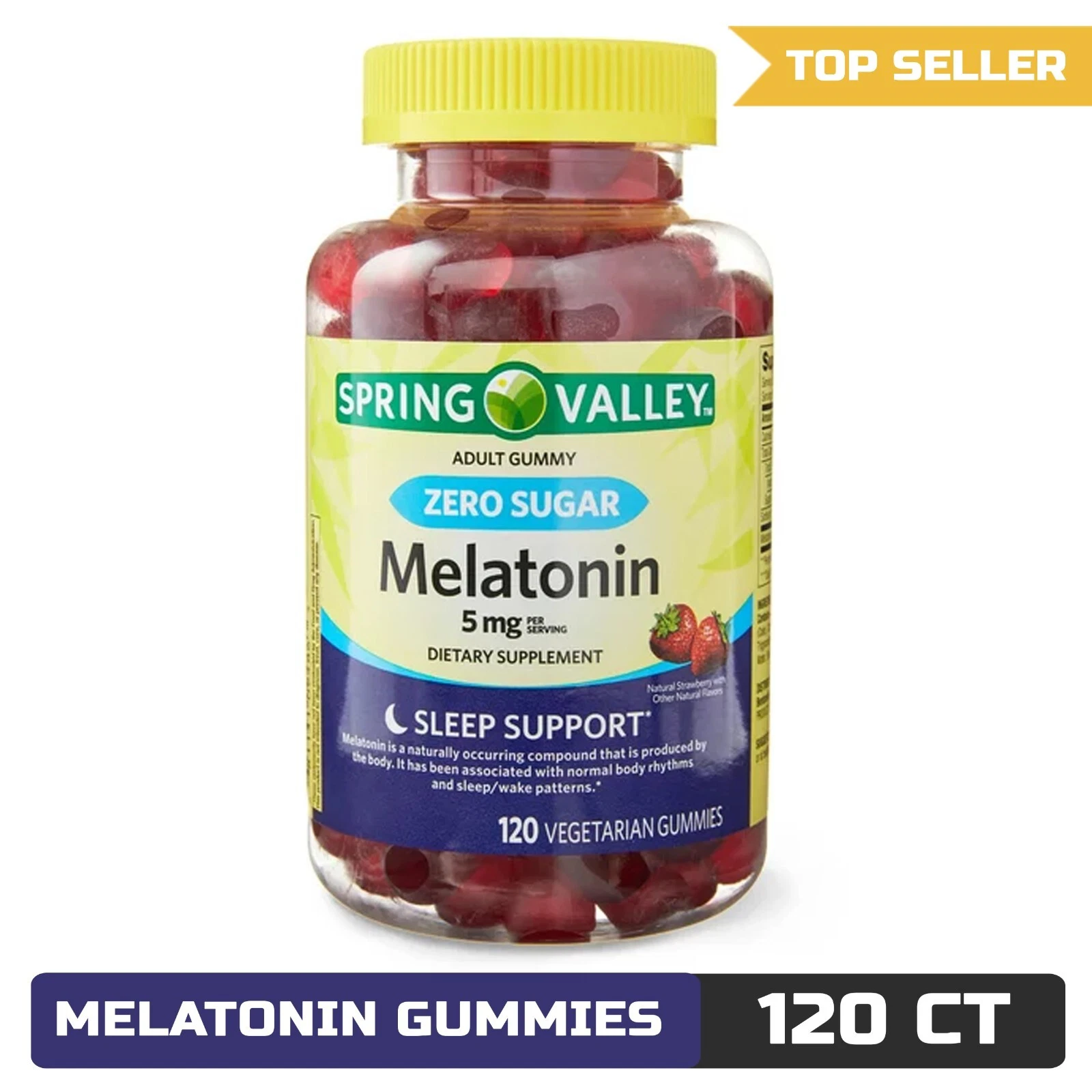 Spring Valley Zero Sugar Melatonin Sleep Support Gummies, 5 mg, 120 Count