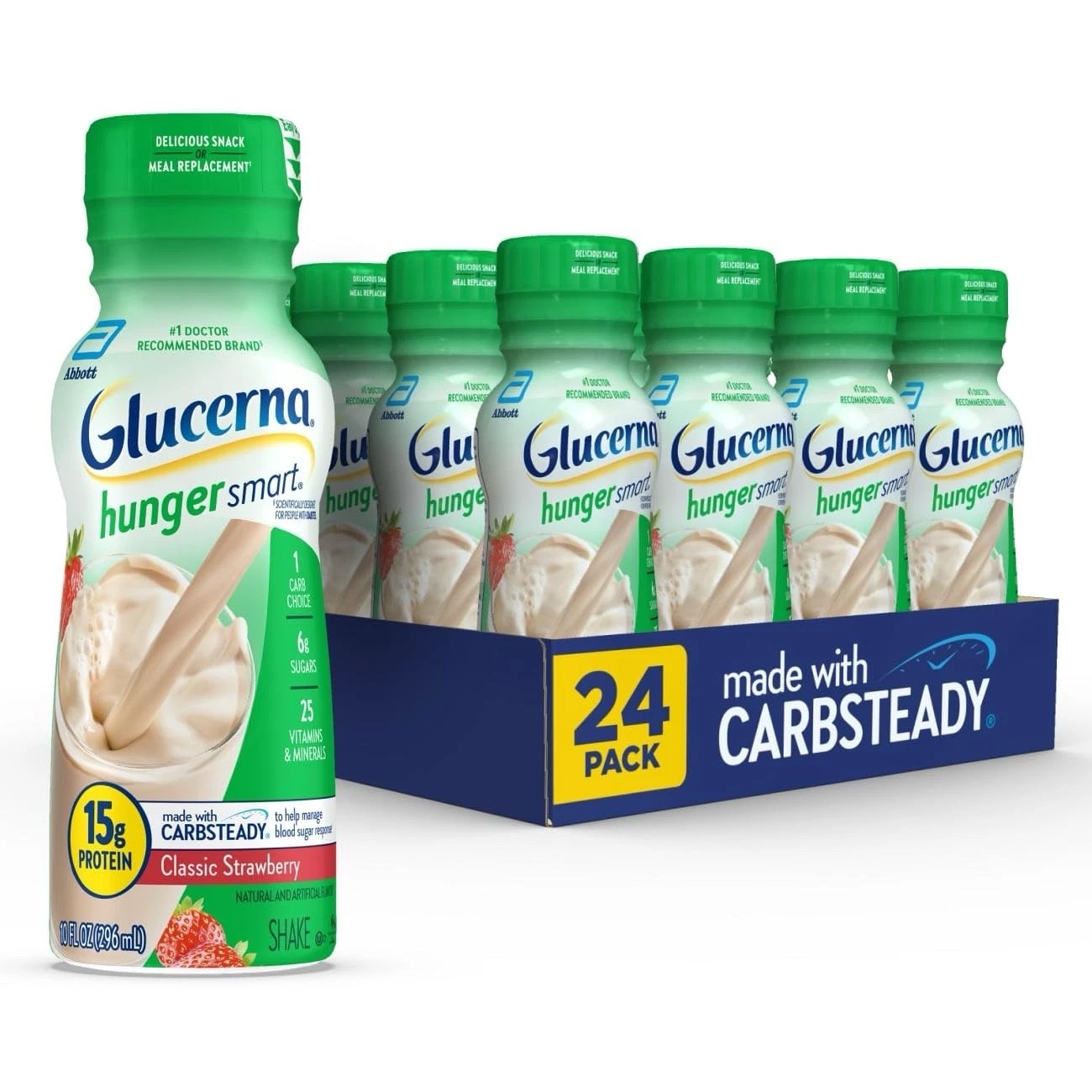 *•.Glucerna Hunger Smart Shake, Creamy Strawberry 🍓 10-fl-oz -*24 Count.•*
