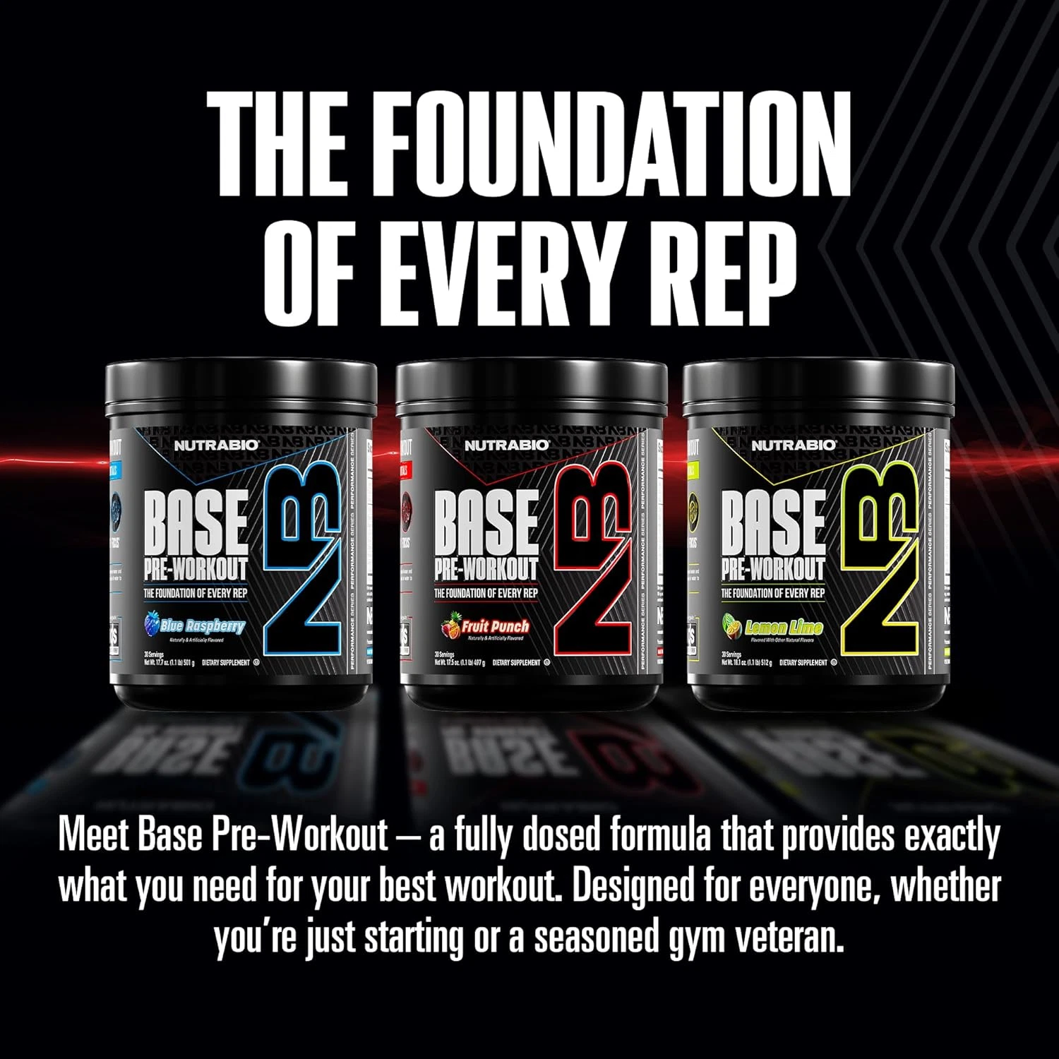 NUTRABIO BASE PRE-WORKOUT Energy Pump Hydration Focus 30 Servings