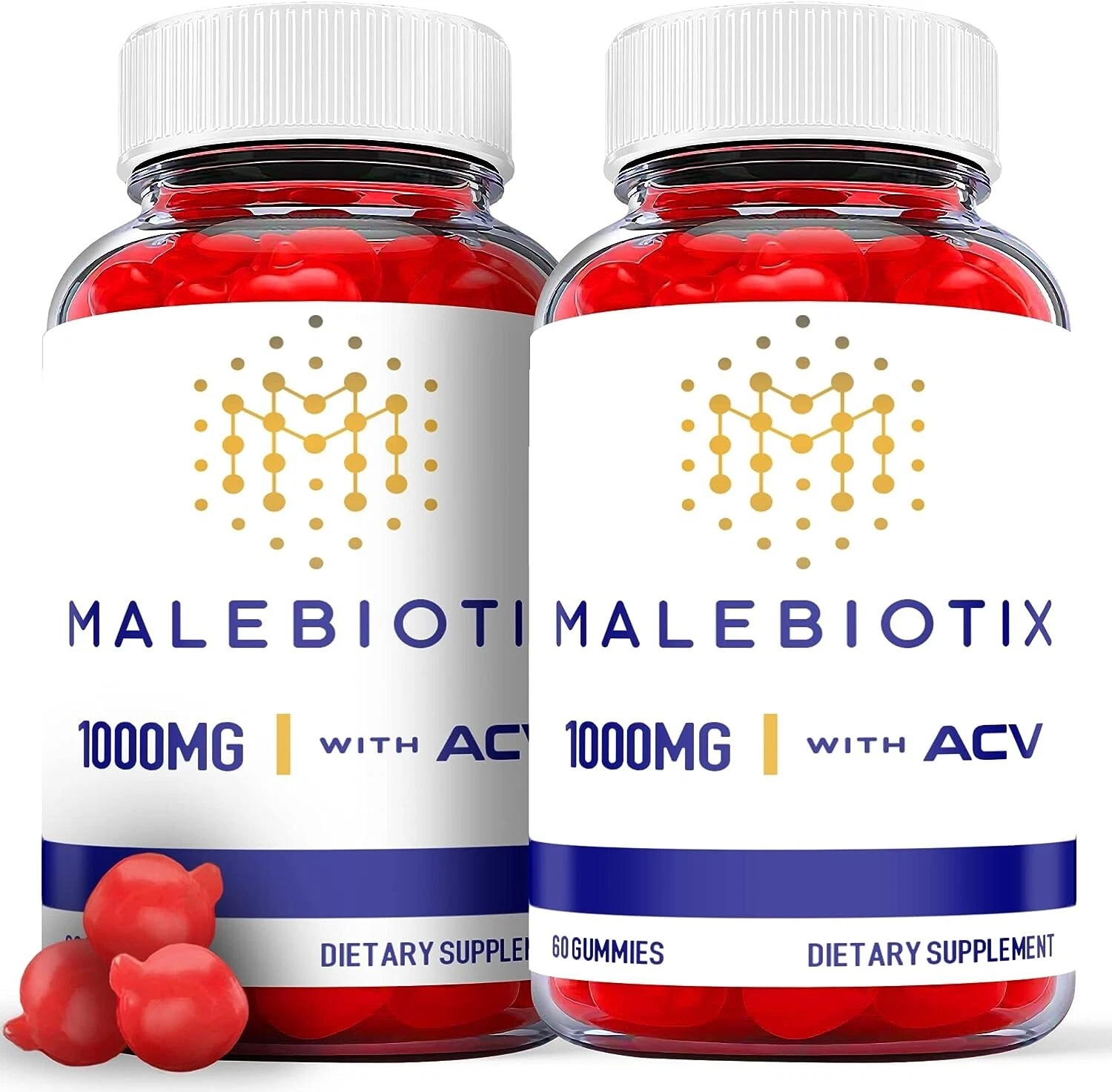 (2 Pack) Malebiotix Gummies - Male Enhancement Support Supplement - 120 Gummies