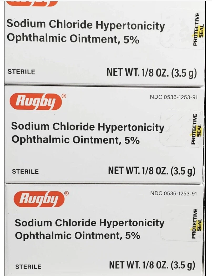 Rugby Sodium Chloride Ophthalmic Ointment 5% (Compare to Muro 128) -3 Pack