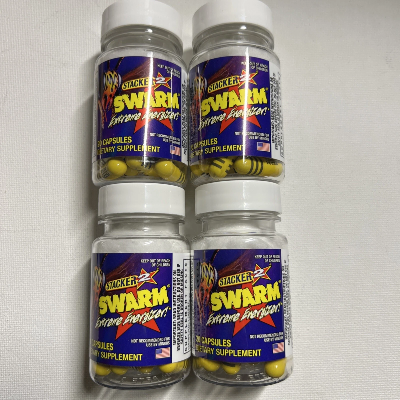 SWARM Extreme Energizer Weight Loss 20 ct Lot of 4 X = ( 80 Capsules)