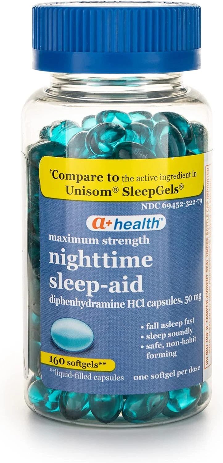 Nighttime Sleep Aid Diphenhydramine 50 Mg Softgels Maximum Strength, 16