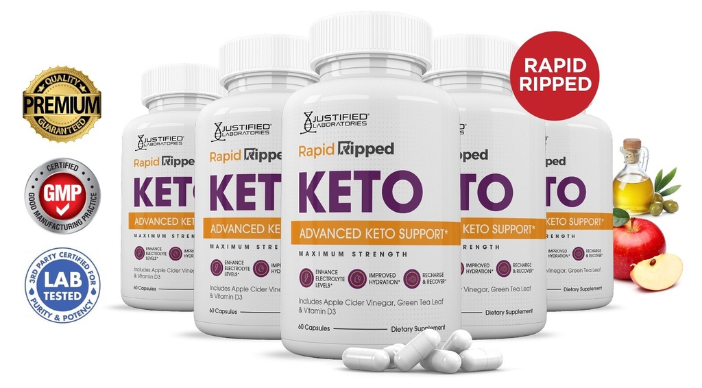 Rapid Ripped Keto ACV Pills 1275 MG Stronger Than Gummies Keto Support 5 Bottles