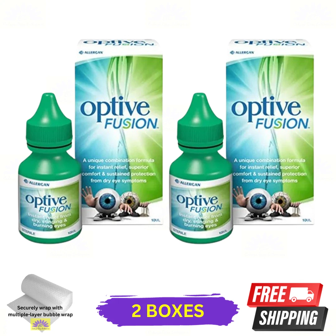 2 X Optive Fusion 10ml Lubricant Eye Drops - FREE SHIPPING