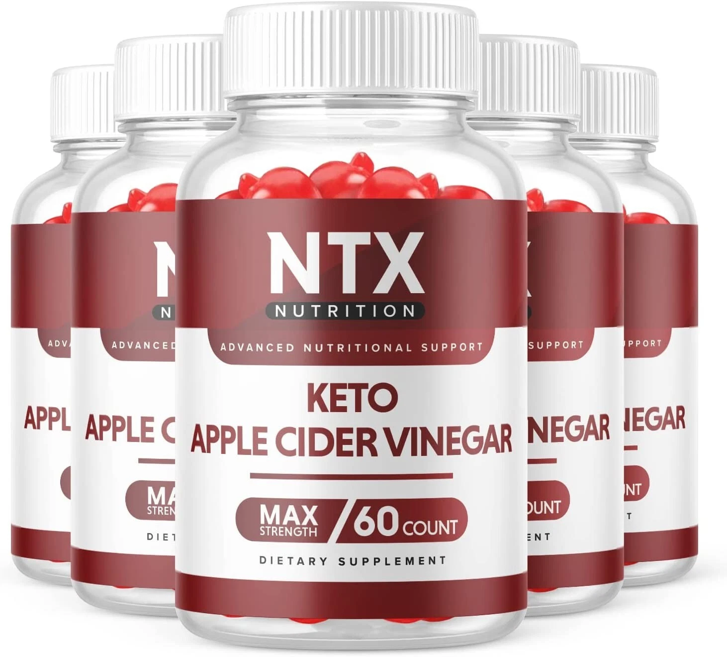 5 Pack - NTX Keto ACV Gummies, Vegan, Weight Loss Supplement - 300 Gummies