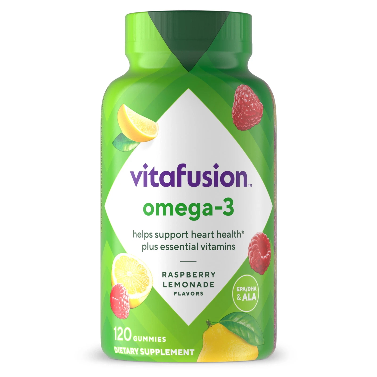 vitafusion Omega-3 Gummy Vitamins, Berry Lemonade Flavor Vitamins(1), 120 Count