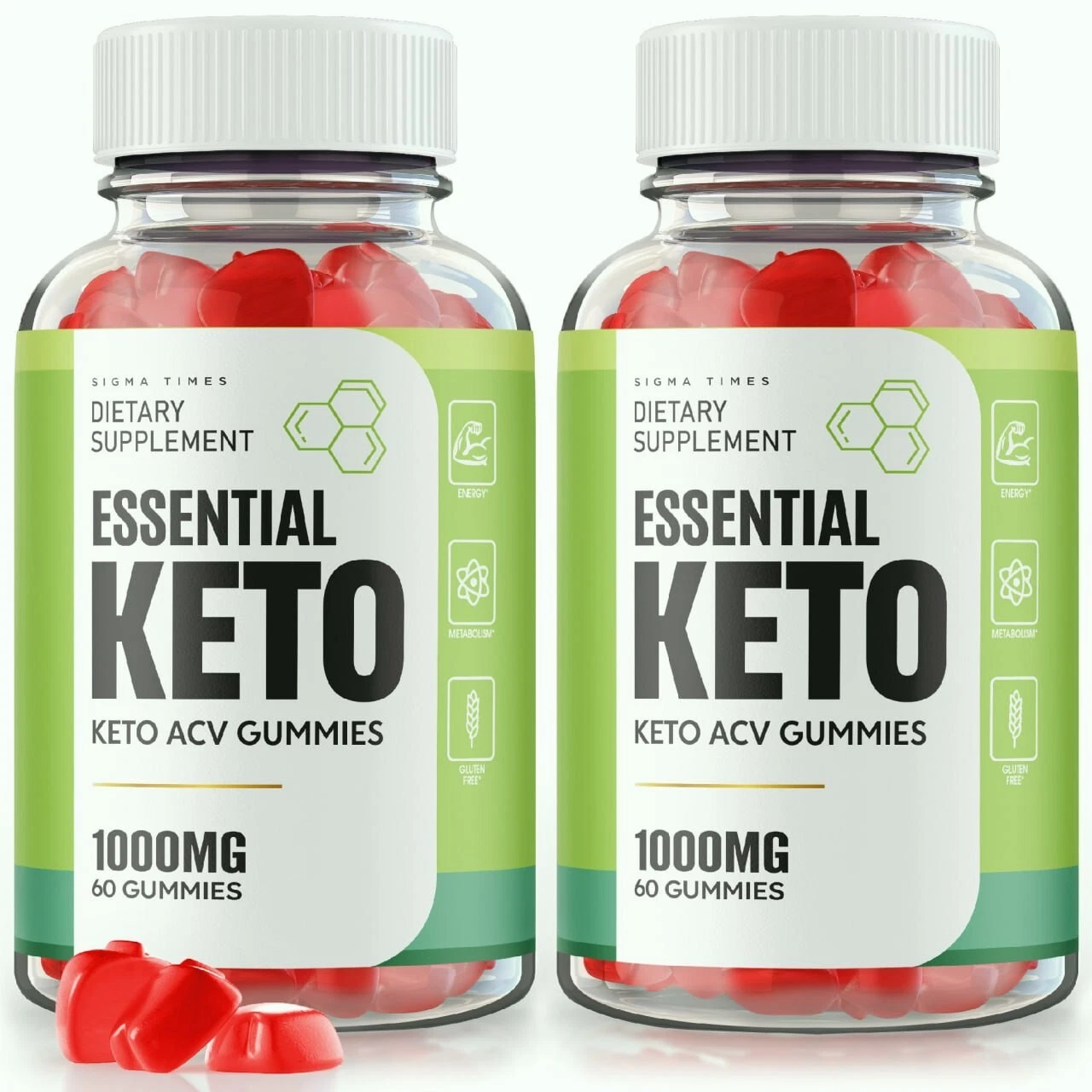 (2 Pack) Essential Keto ACV Gummies to Burn Belly Fat and Weight Loss
