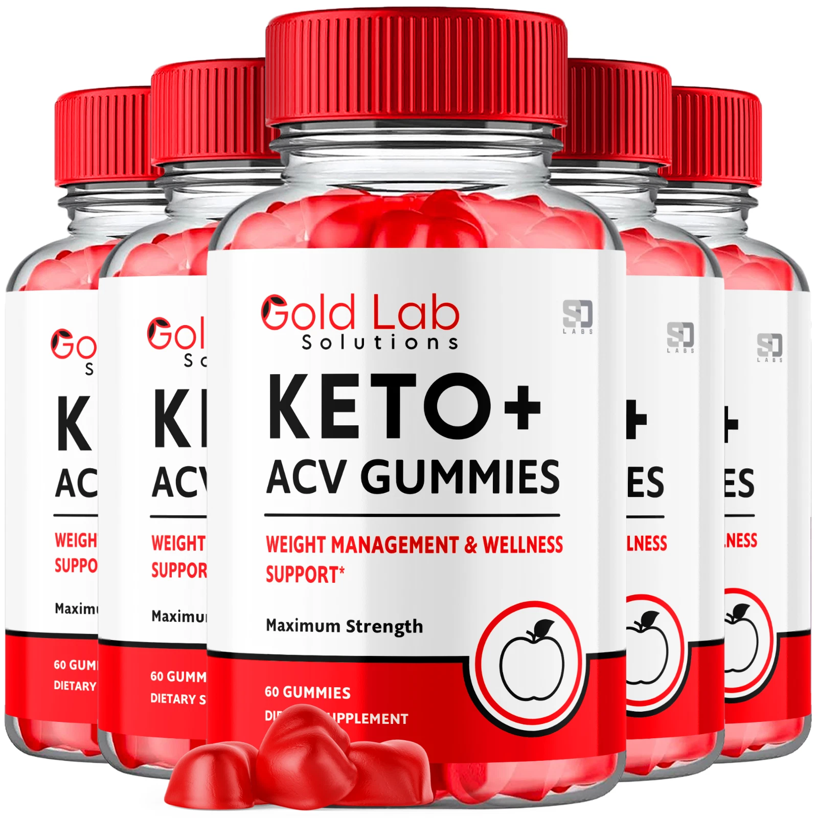 Gold Lab Solutions Keto+ACV Gummies Weight Loss and Wellness Support (5 Pack)
