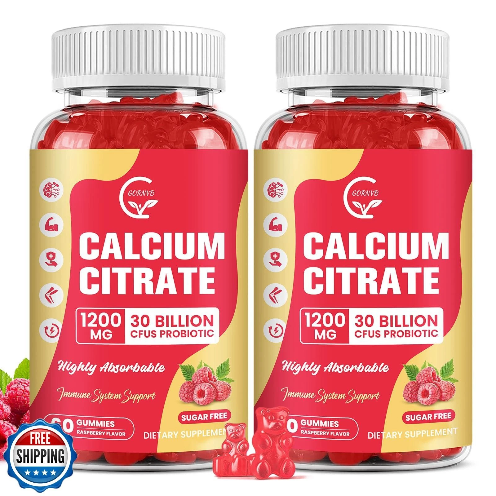 Sugar Free Calcium Citrate Gummies 1200 mg with Vitamin d3, K2, Magnesium, Zi