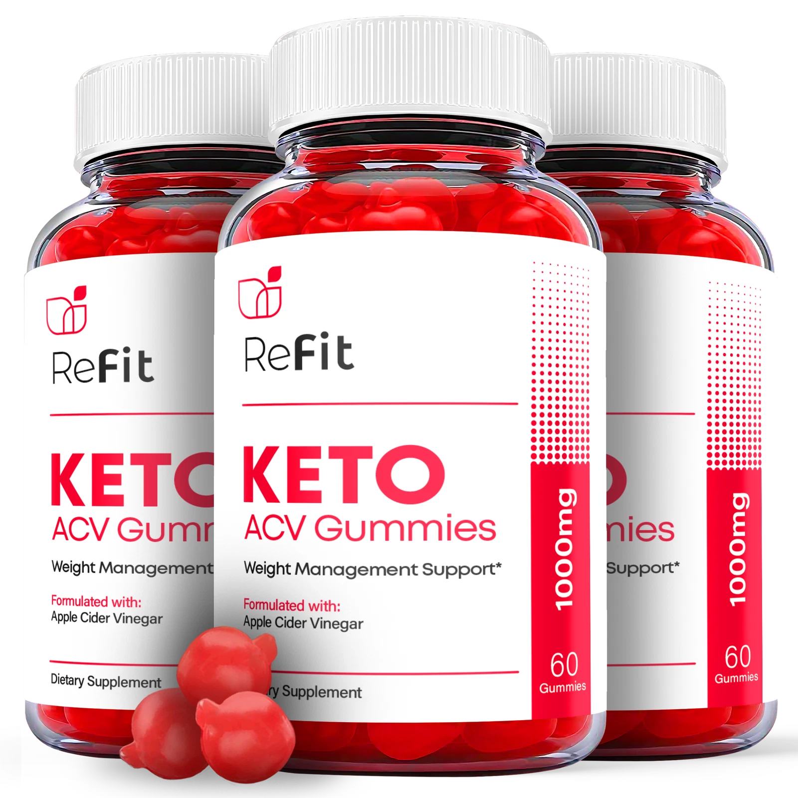 (3 Pack) Refit Keto Gummies - Refit ACV Keto Gummies Weight Loss, Vegan-180 Gums
