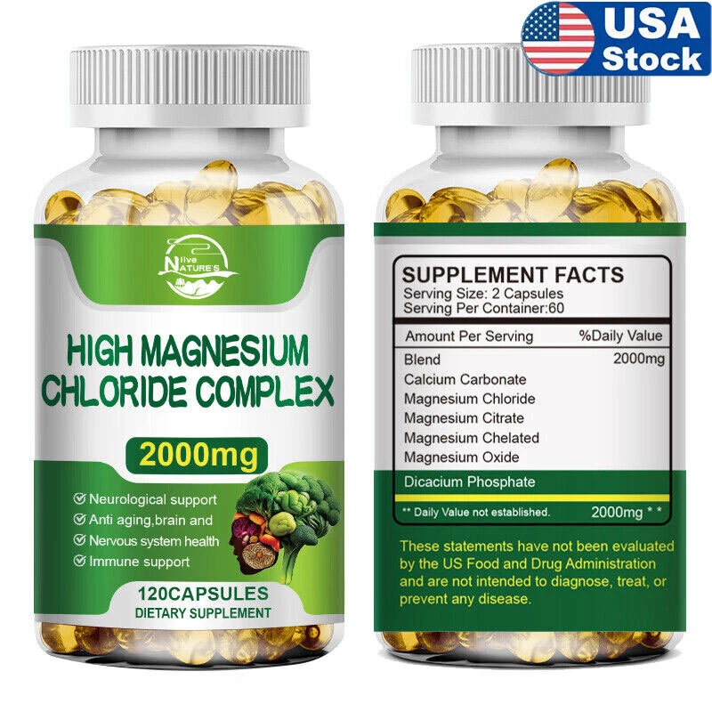 Magnesium Chloride (Cloruro de Magnesio) Magnesium Citrate 2000 mg 120 Capsules