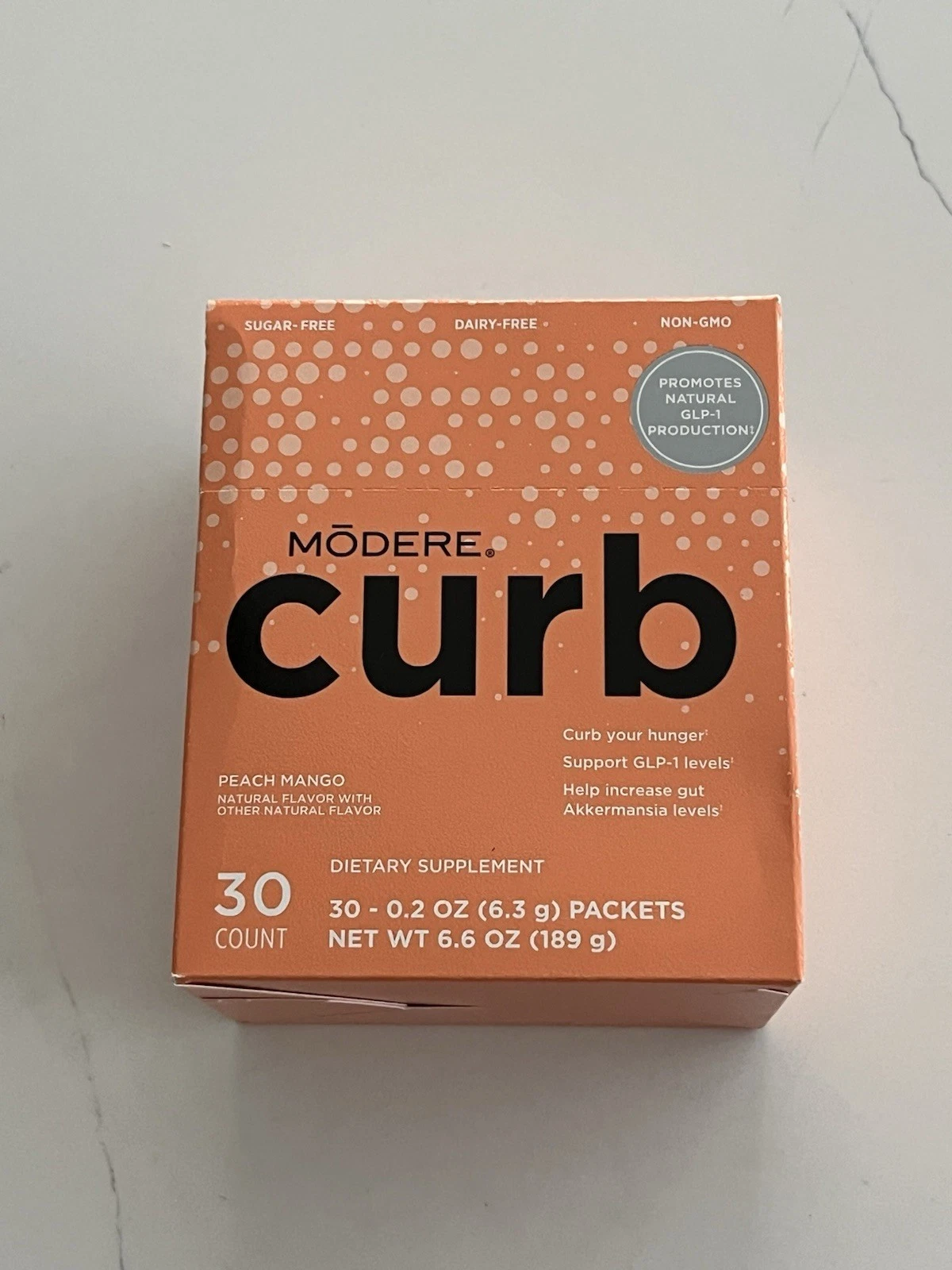 Modere CURB Dietary Supplement 30 PEACH MANGO Packets NEW