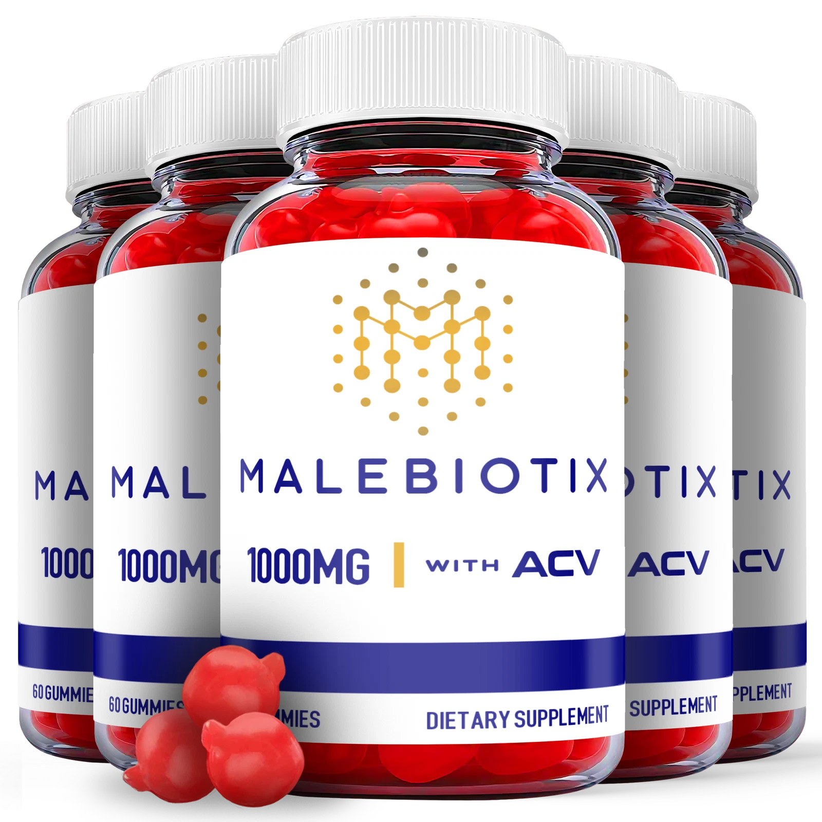 (5 Pack) Malebiotix Gummies - Male Enhancement Support Supplement - 300 Gummies