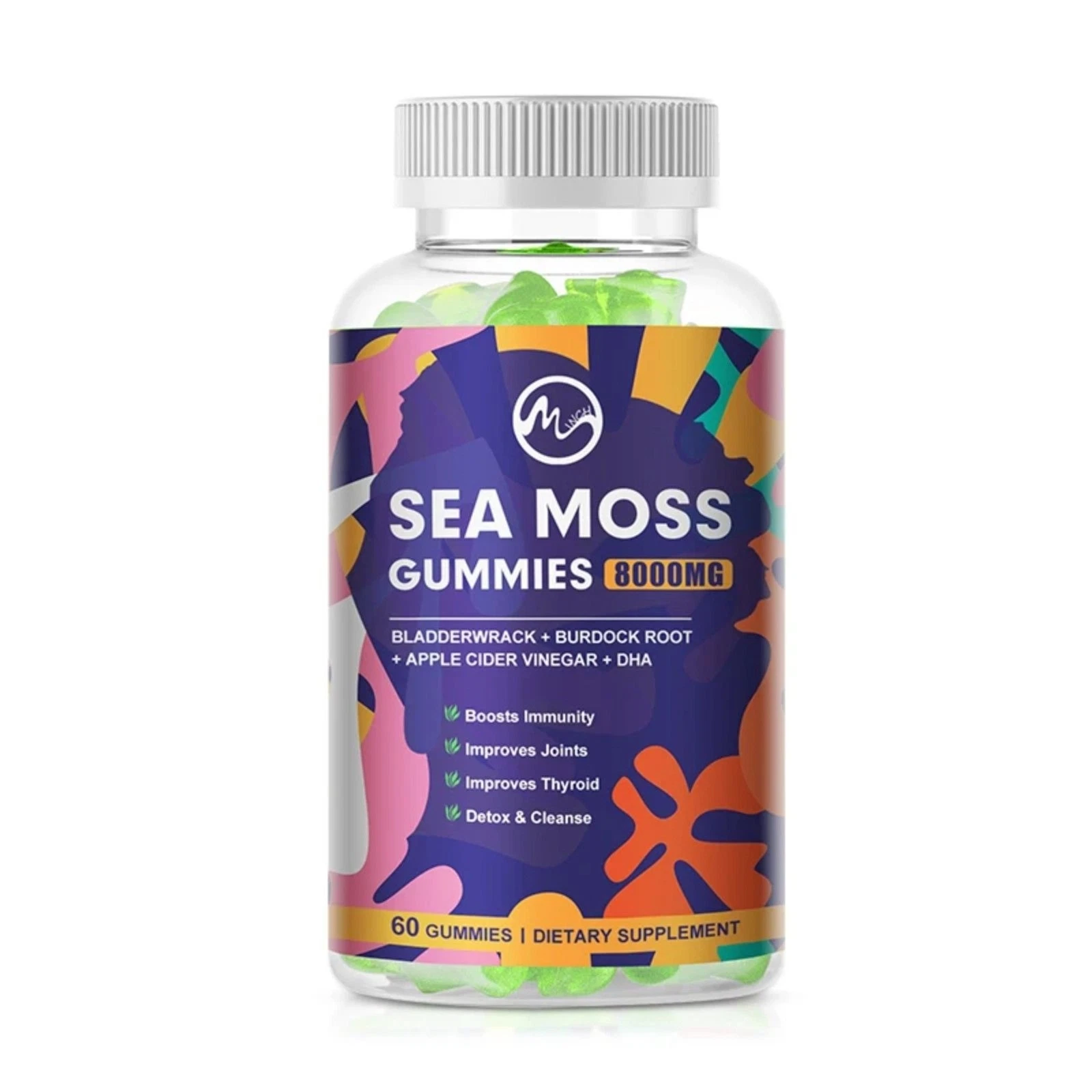 Sea Moss Gummies - 60 Gummies - Made with Bladderwrack & Burdock Root