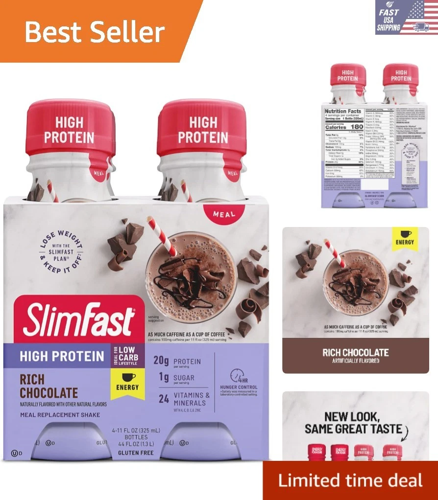 Rich Chocolate Protein Shake - 20g Protein & Caffeine Boost for Weight Loss