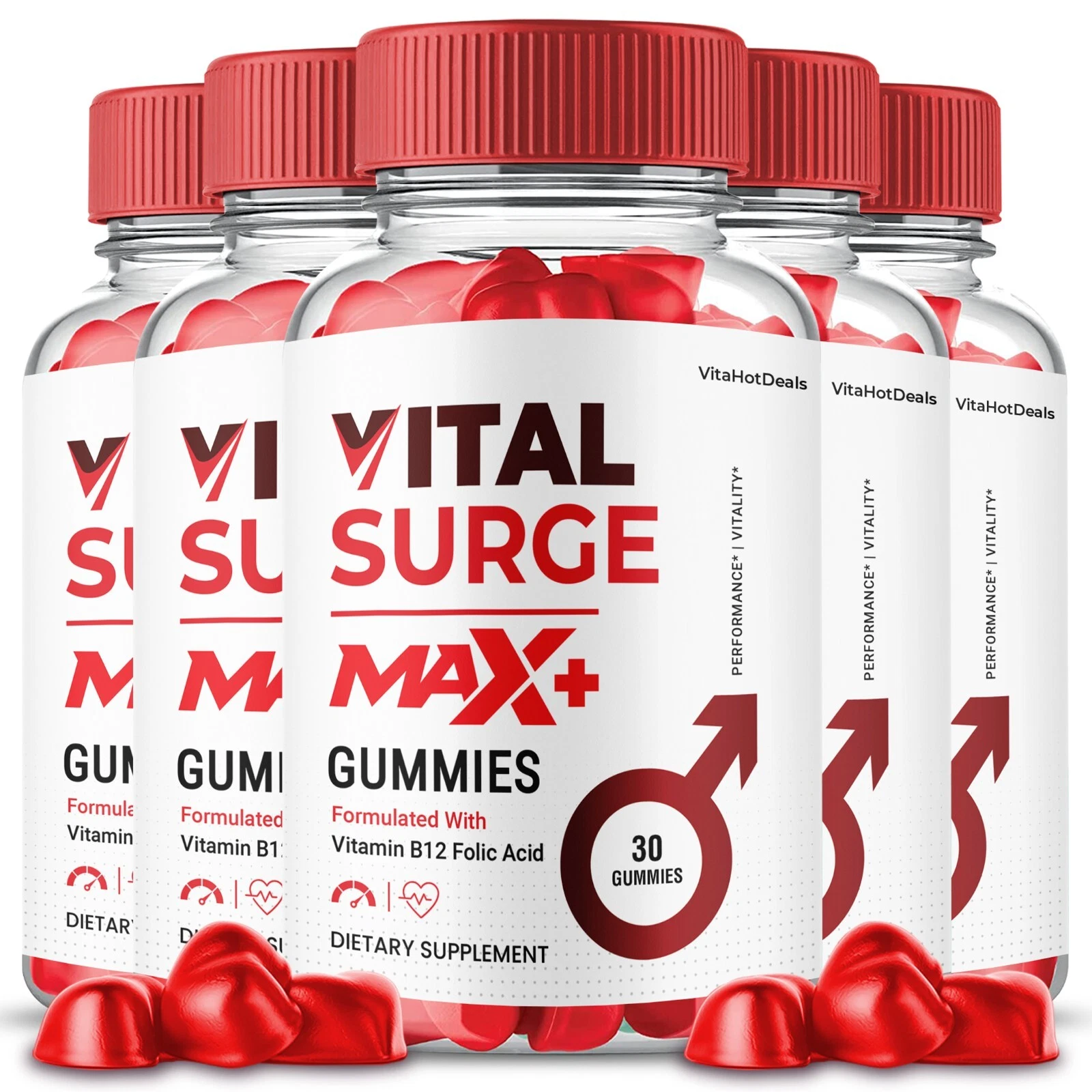 Vital Surge Max + Gummies For Men, VitalSurge Max + Higher Strength (5 Pack)
