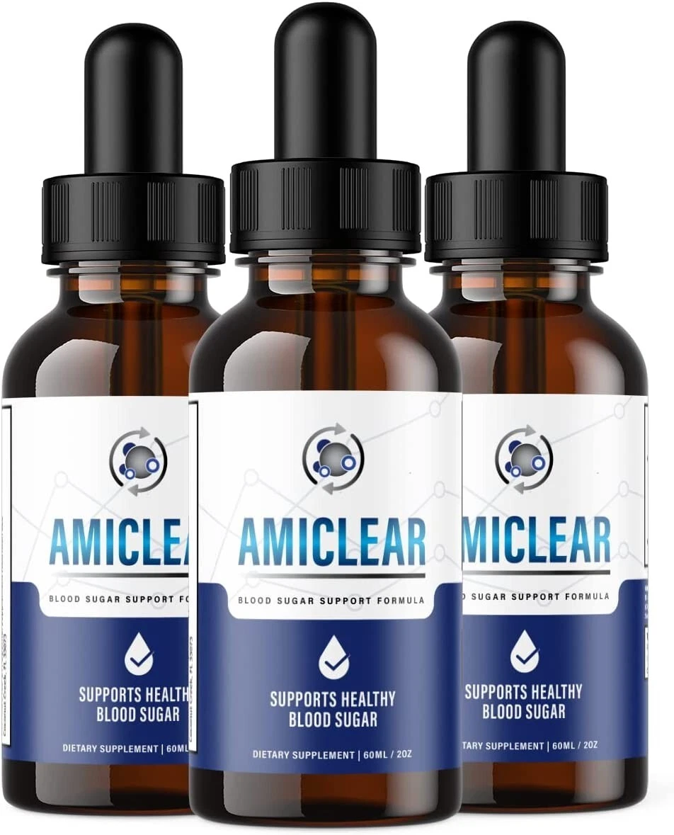 3 Pack - Amiclear - Healthy Blood Sugar Support Supplement Drops - 180 ML